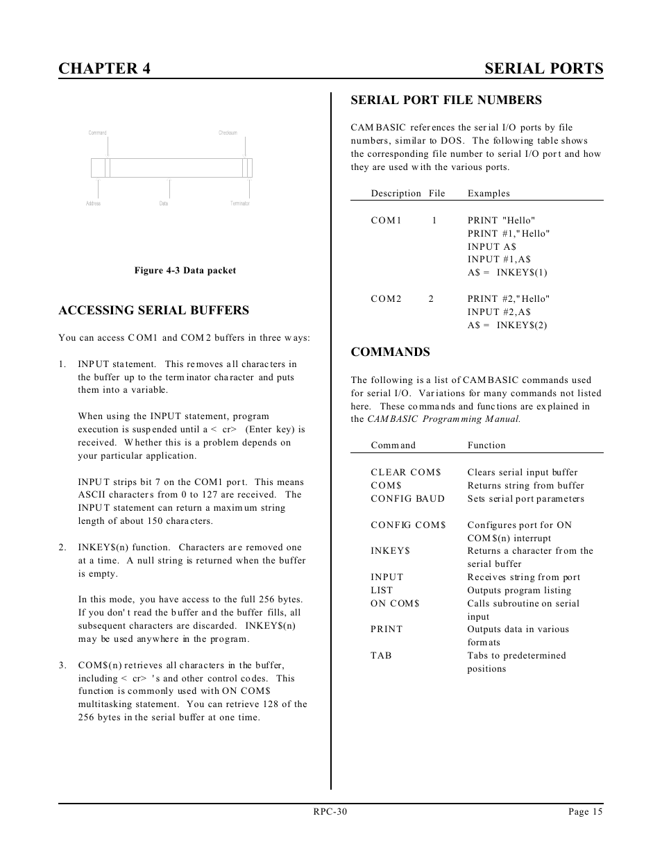 Chapter 4 serial ports | Remote Processing RPC-30 User Manual | Page 17 / 38