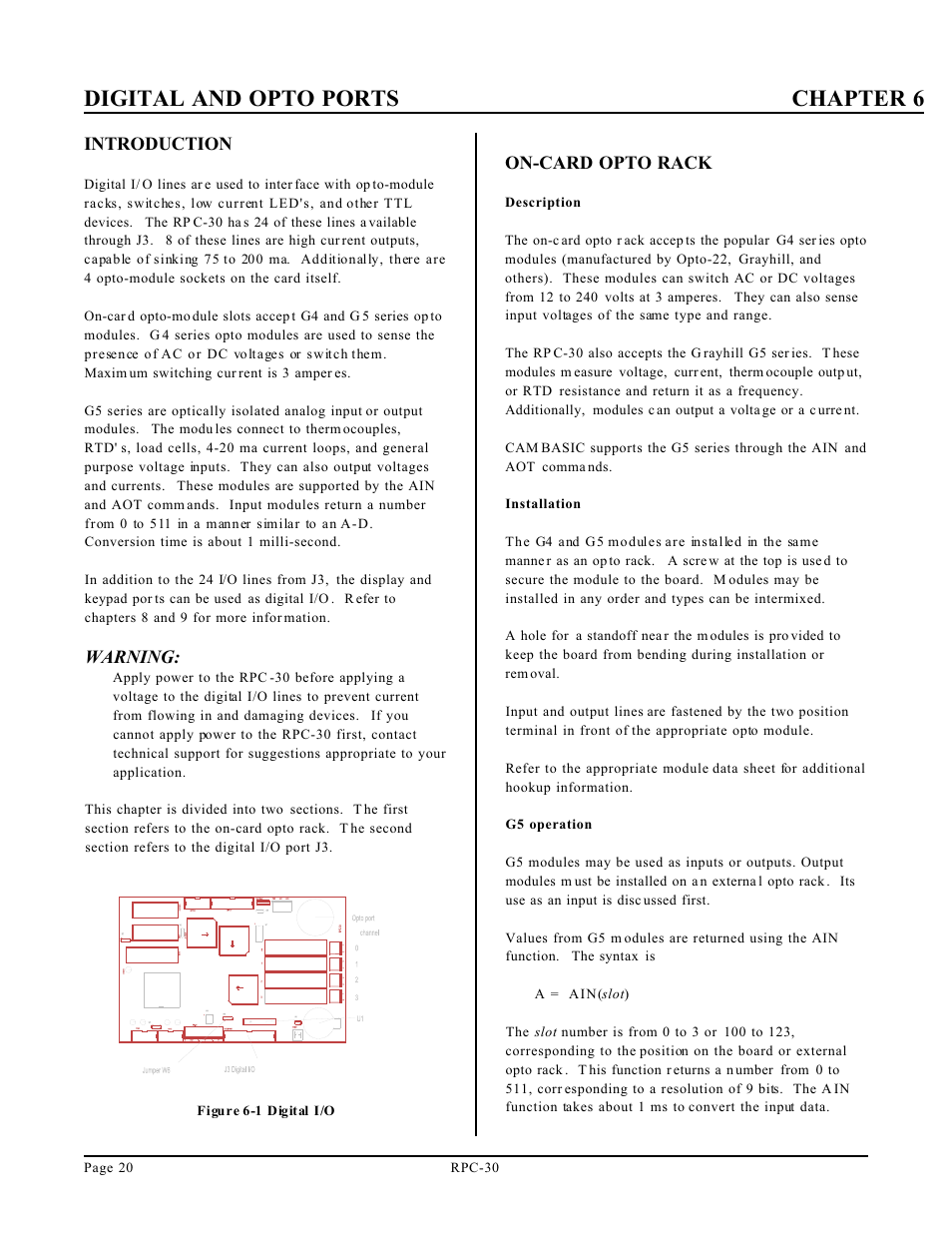 Digital and opto ports chapter 6 | Remote Processing RPC-30 User Manual | Page 22 / 38