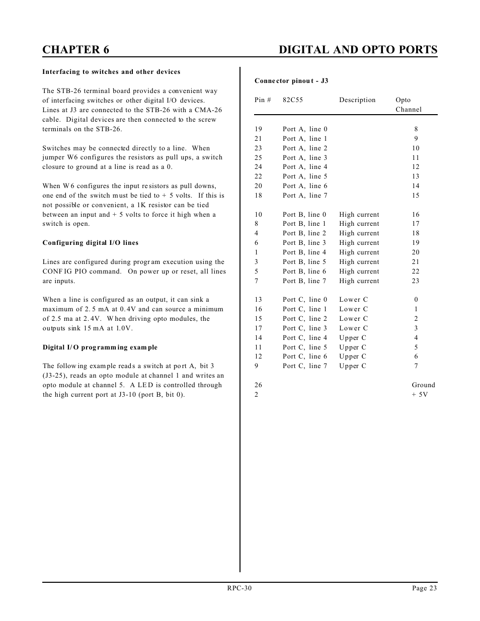 Chapter 6 digital and opto ports | Remote Processing RPC-30 User Manual | Page 25 / 38