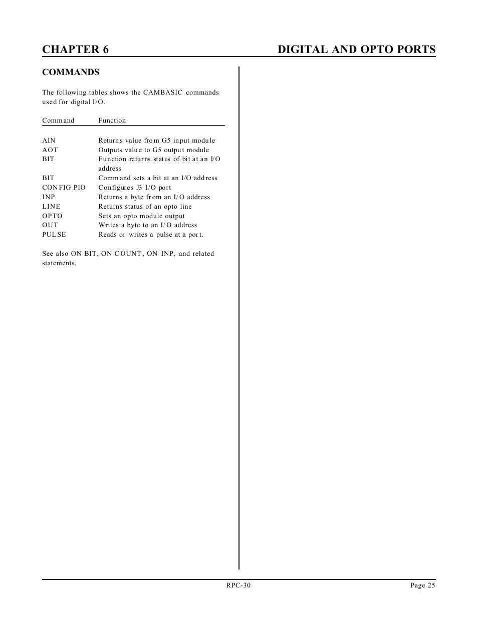 Chapter 6 digital and opto ports | Remote Processing RPC-30 User Manual | Page 27 / 38