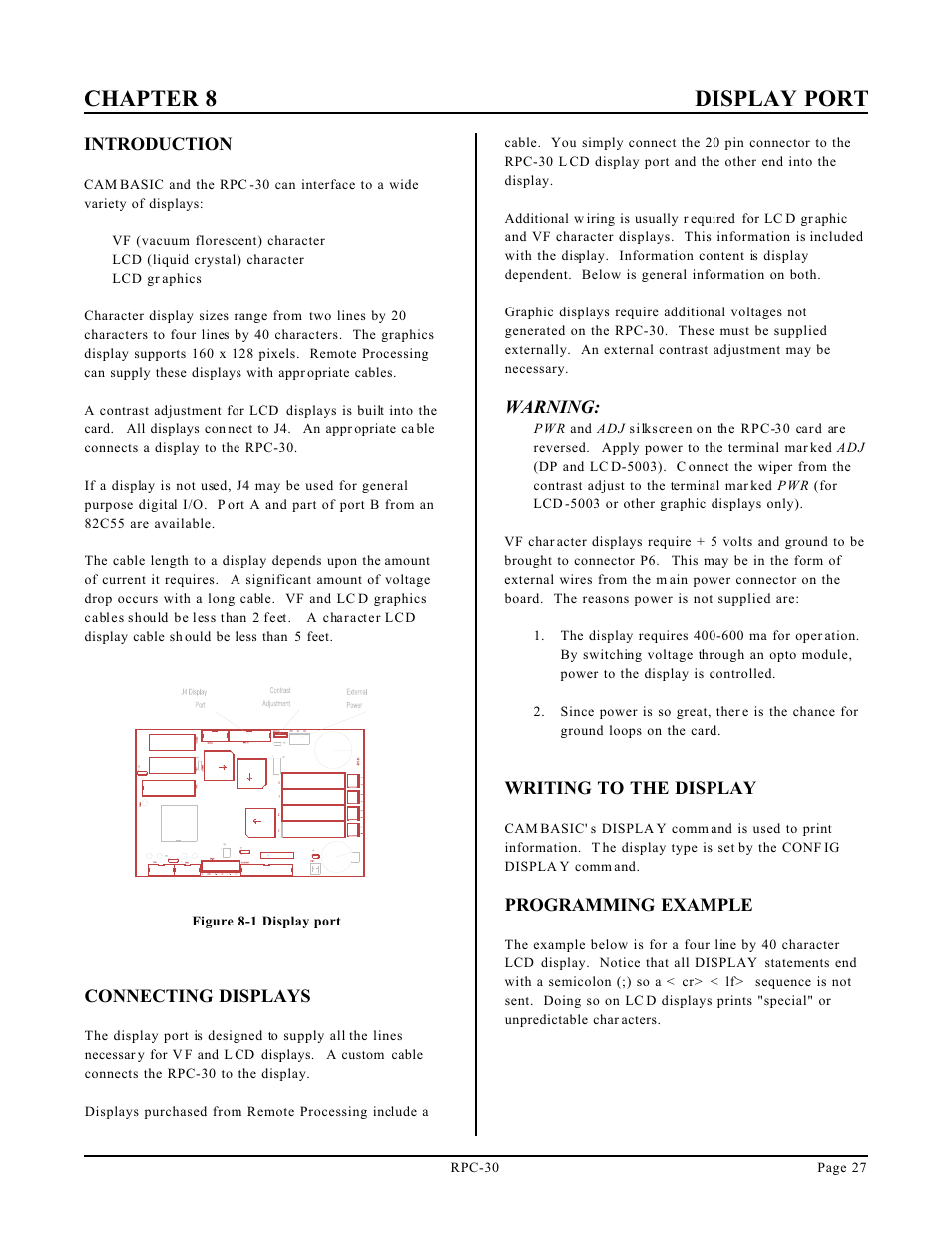 Chapter 8 display port | Remote Processing RPC-30 User Manual | Page 29 / 38