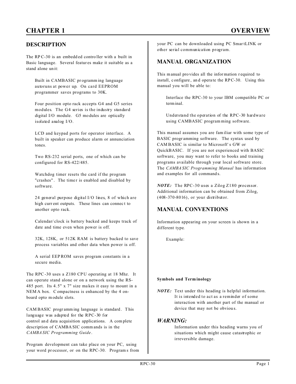 Chapter 1 overview | Remote Processing RPC-30 User Manual | Page 3 / 38