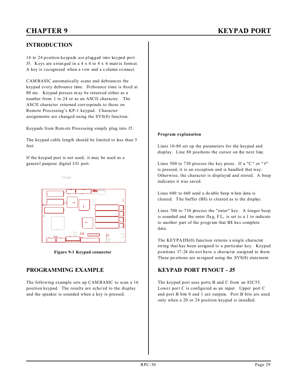 Chapter 9 keypad port | Remote Processing RPC-30 User Manual | Page 31 / 38