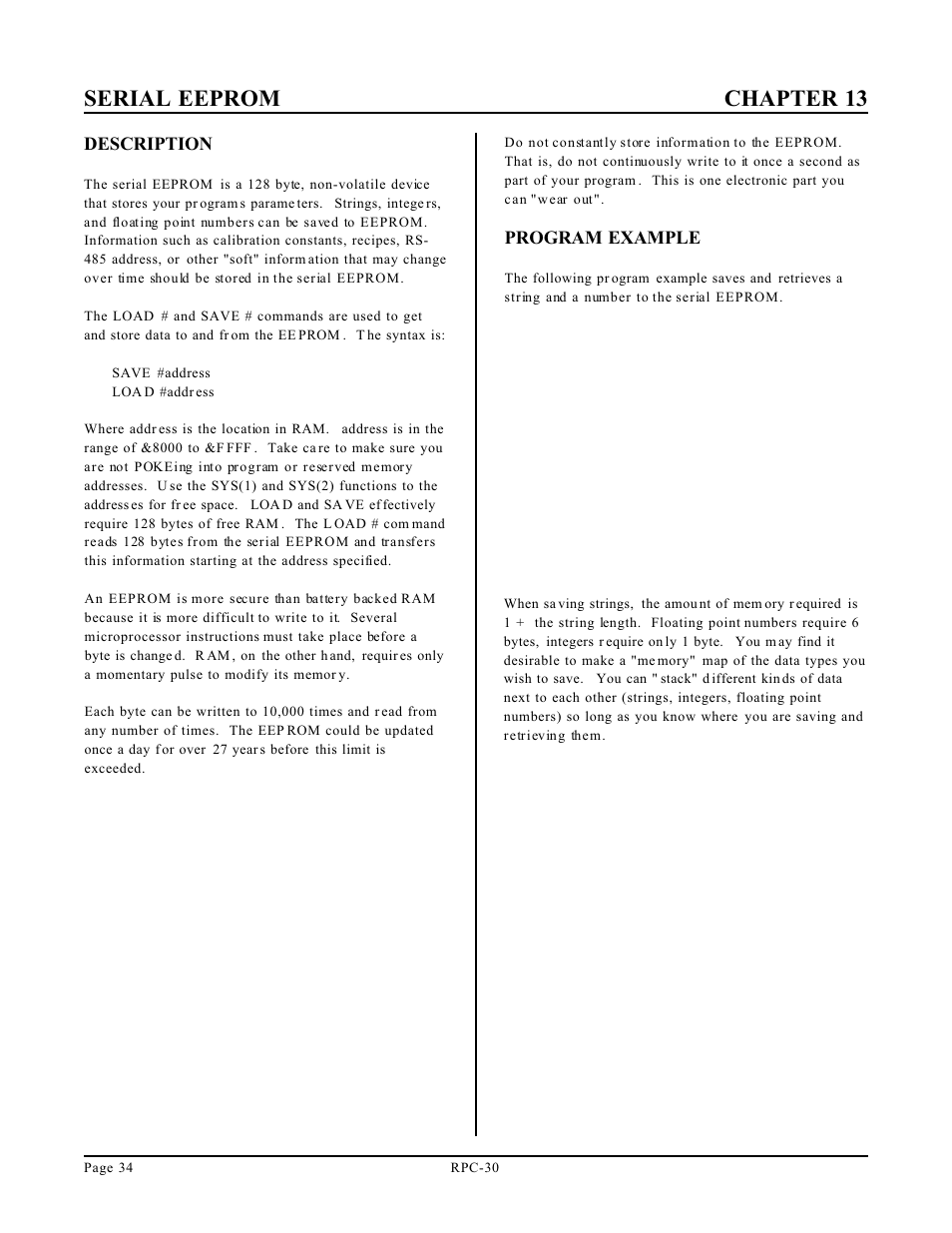 Serial eeprom chapter 13 | Remote Processing RPC-30 User Manual | Page 36 / 38