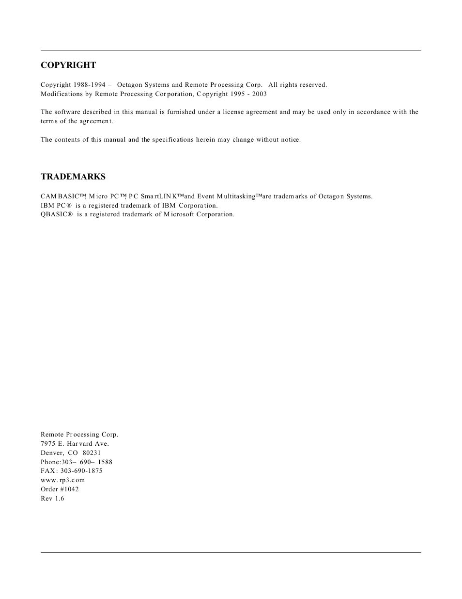 Remote Processing CAMBASIC User Manual | 208 pages