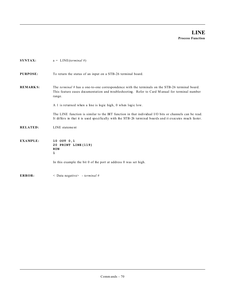 Line | Remote Processing CAMBASIC User Manual | Page 103 / 208