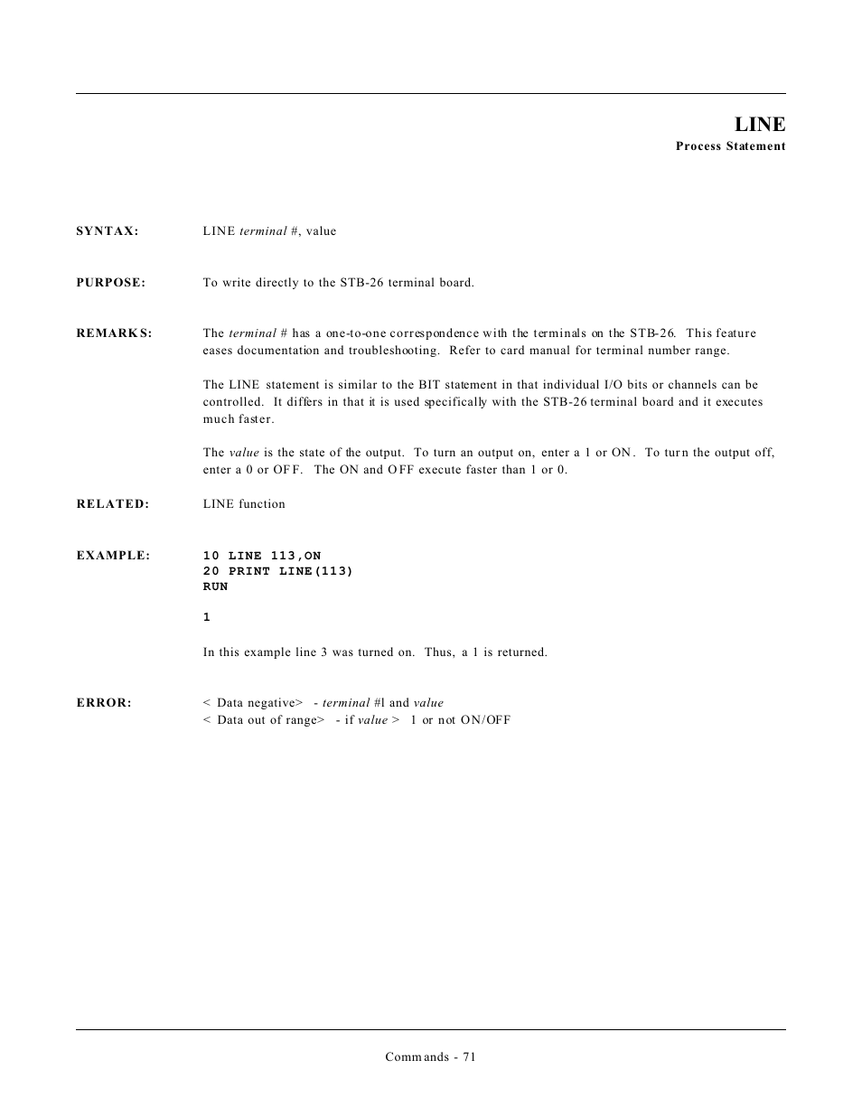 Line | Remote Processing CAMBASIC User Manual | Page 104 / 208