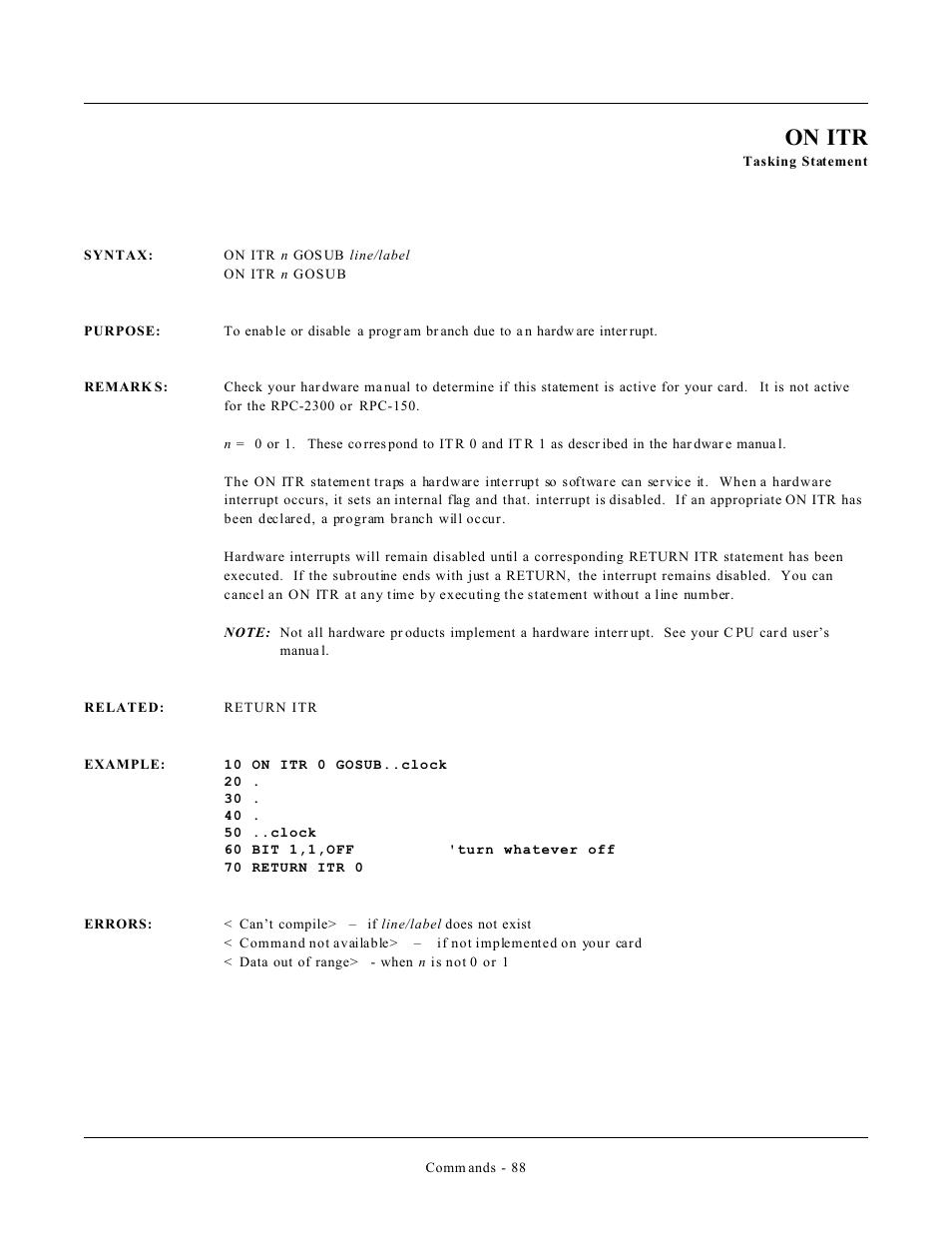 On itr | Remote Processing CAMBASIC User Manual | Page 121 / 208