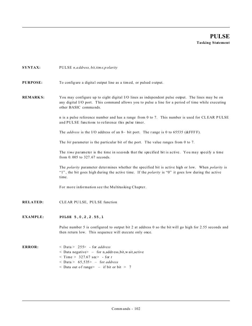 Pulse | Remote Processing CAMBASIC User Manual | Page 135 / 208