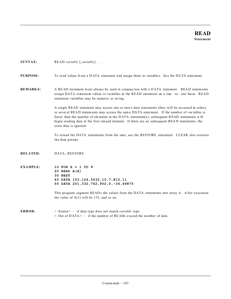 Read | Remote Processing CAMBASIC User Manual | Page 136 / 208