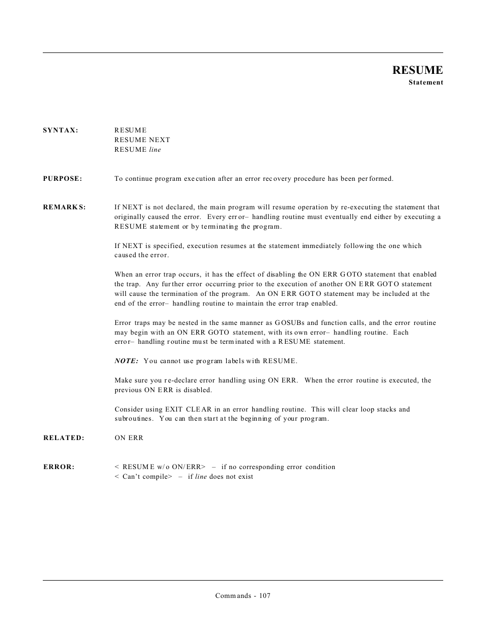 Resume | Remote Processing CAMBASIC User Manual | Page 140 / 208