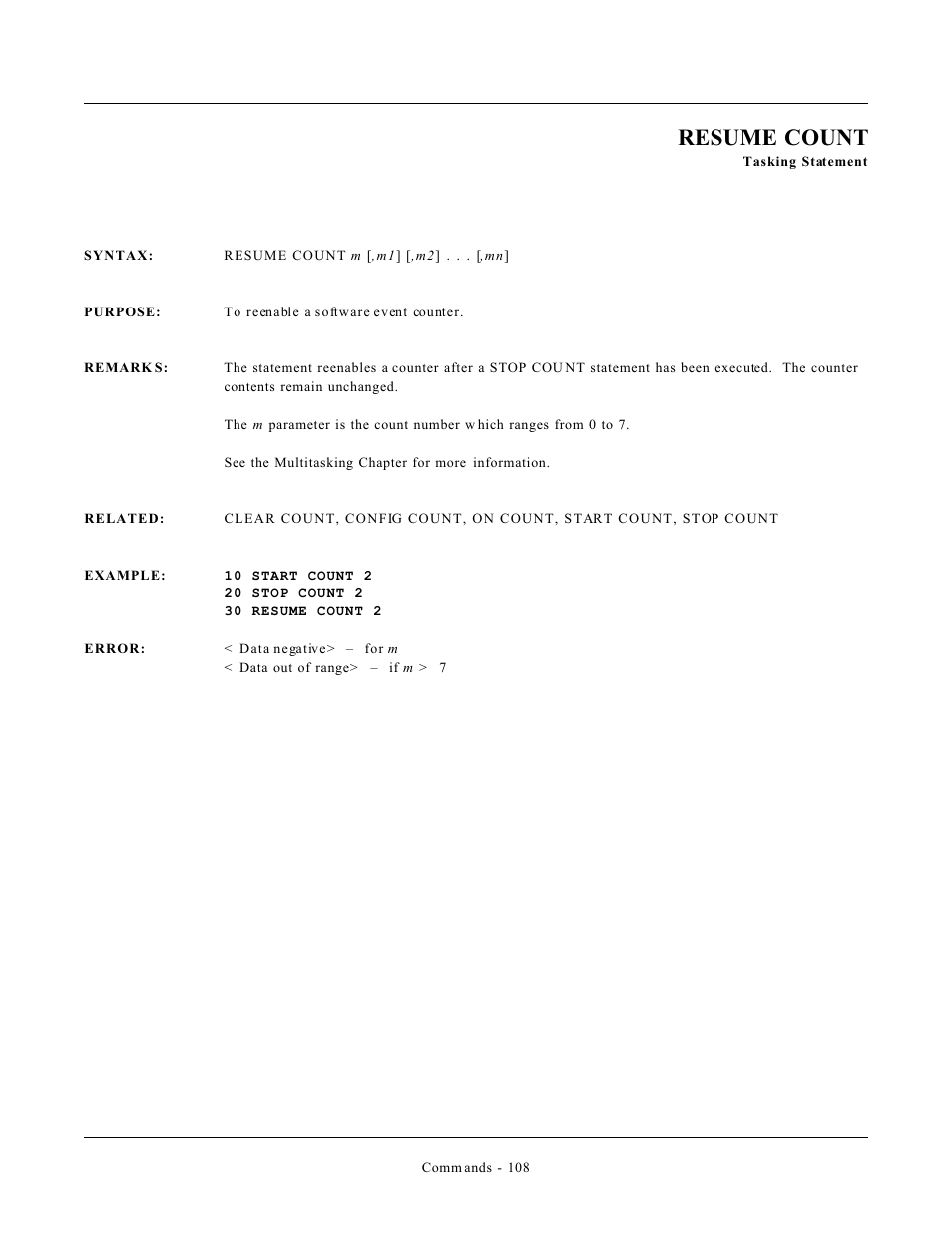 Resume count | Remote Processing CAMBASIC User Manual | Page 141 / 208
