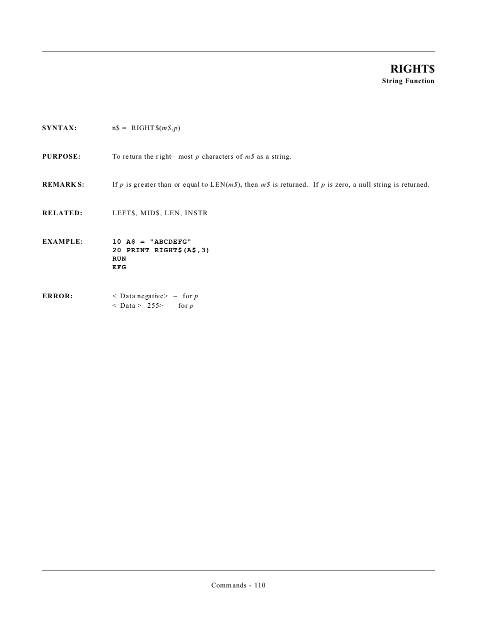 Right | Remote Processing CAMBASIC User Manual | Page 143 / 208