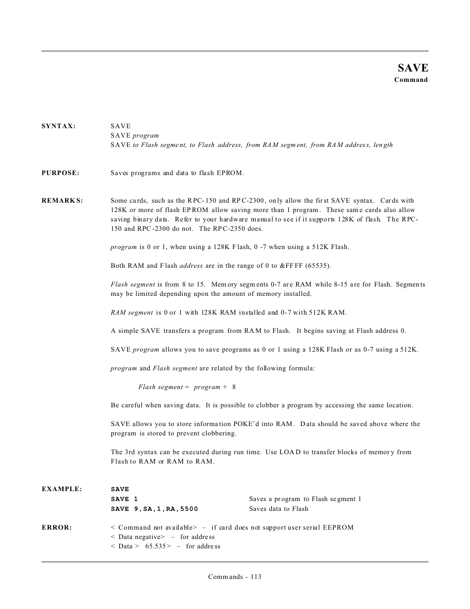 Save | Remote Processing CAMBASIC User Manual | Page 146 / 208