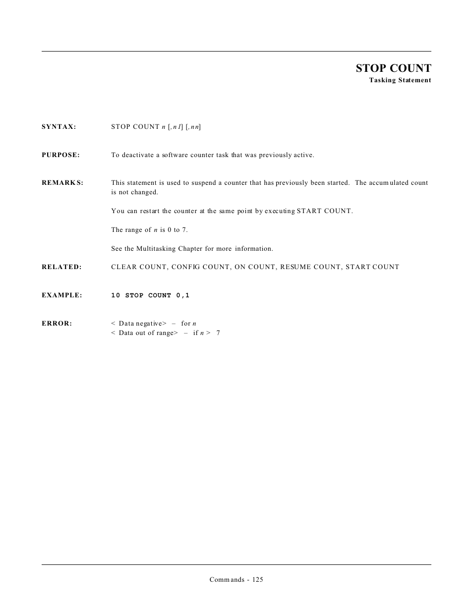 Stop count | Remote Processing CAMBASIC User Manual | Page 158 / 208