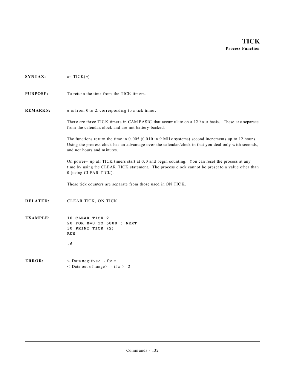 Tick | Remote Processing CAMBASIC User Manual | Page 165 / 208