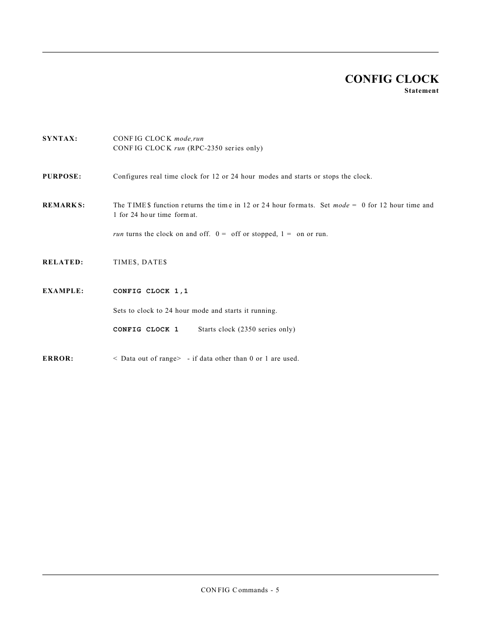 Config clock | Remote Processing CAMBASIC User Manual | Page 178 / 208