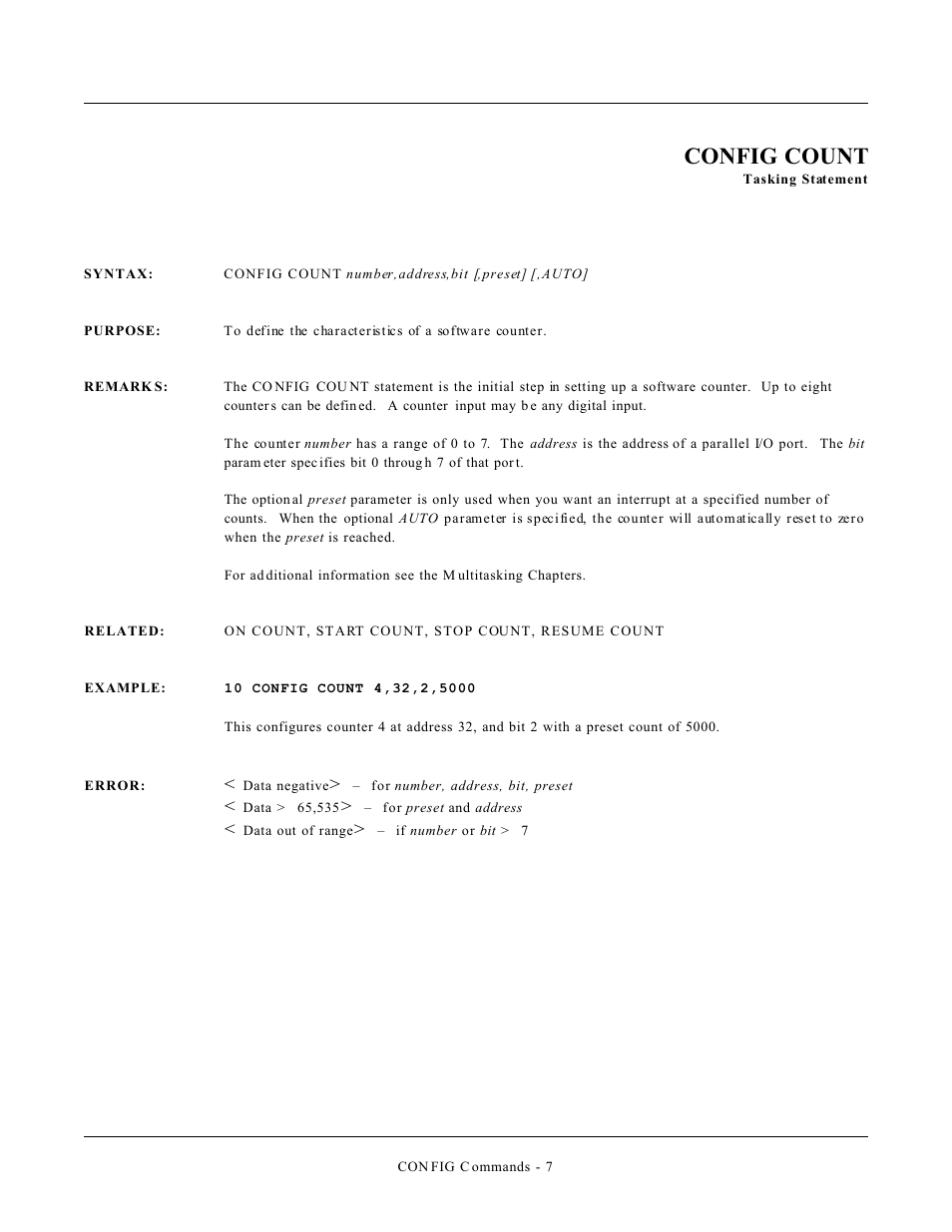 Config count | Remote Processing CAMBASIC User Manual | Page 180 / 208