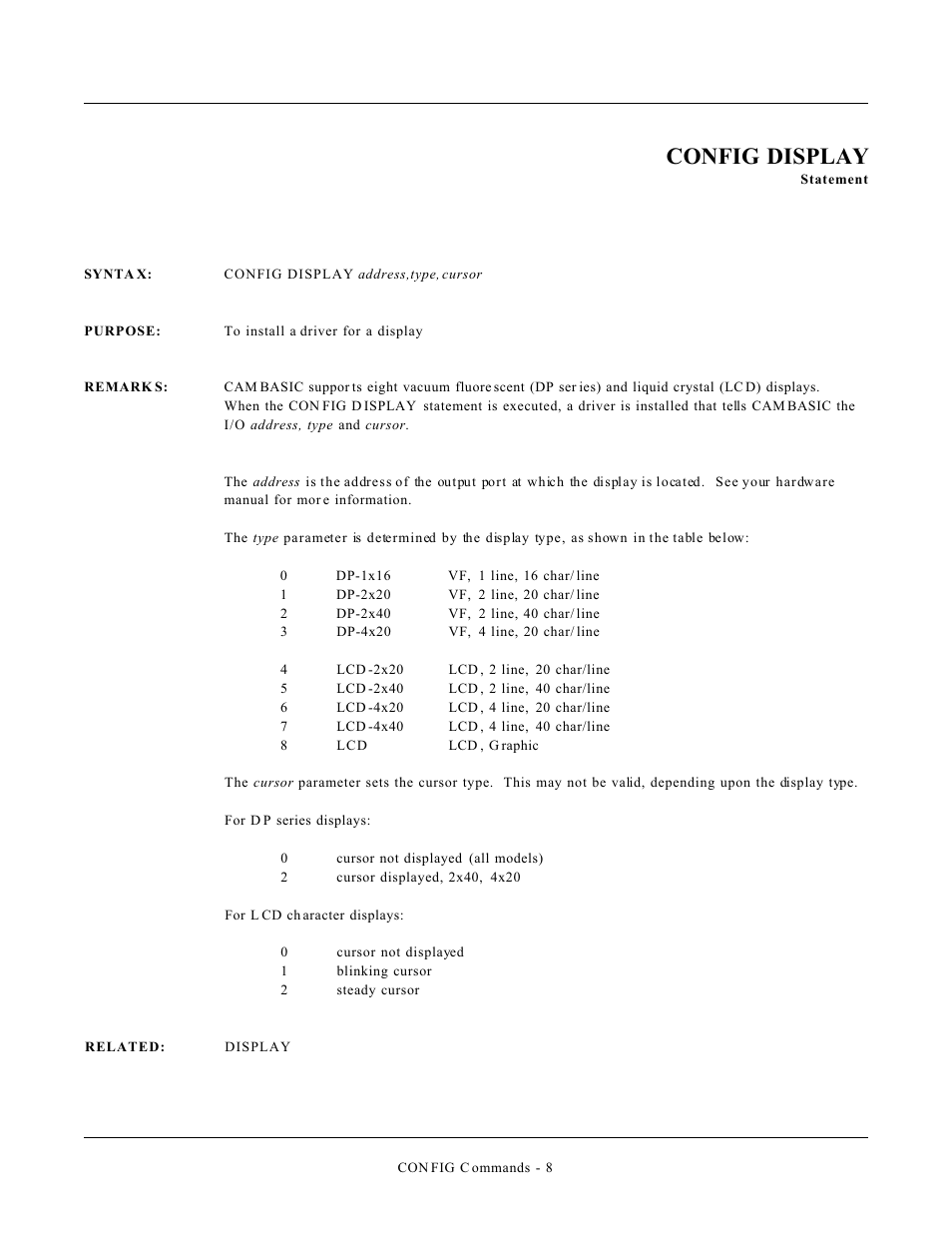 Config display | Remote Processing CAMBASIC User Manual | Page 181 / 208