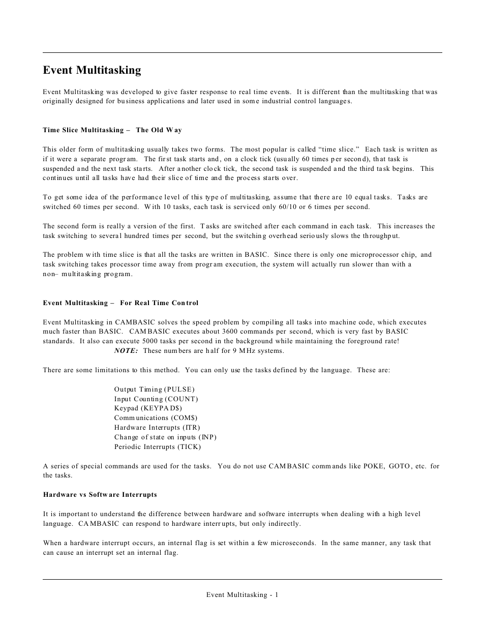 Event multitasking | Remote Processing CAMBASIC User Manual | Page 190 / 208