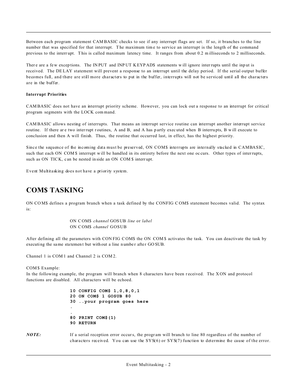Com$ tasking | Remote Processing CAMBASIC User Manual | Page 191 / 208