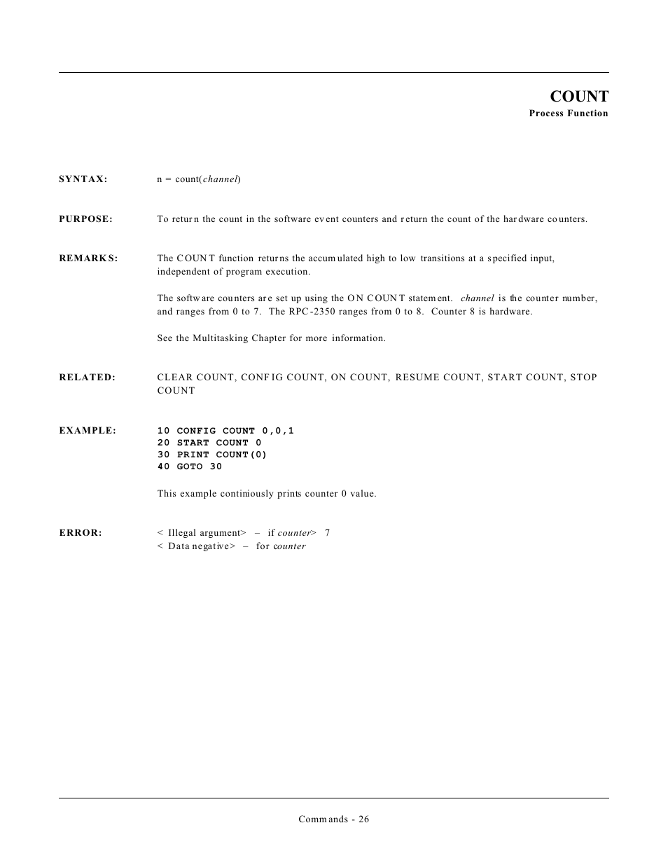 Count | Remote Processing CAMBASIC User Manual | Page 59 / 208