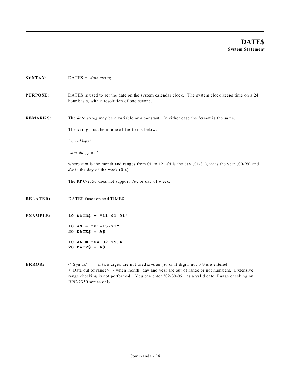 Date | Remote Processing CAMBASIC User Manual | Page 61 / 208