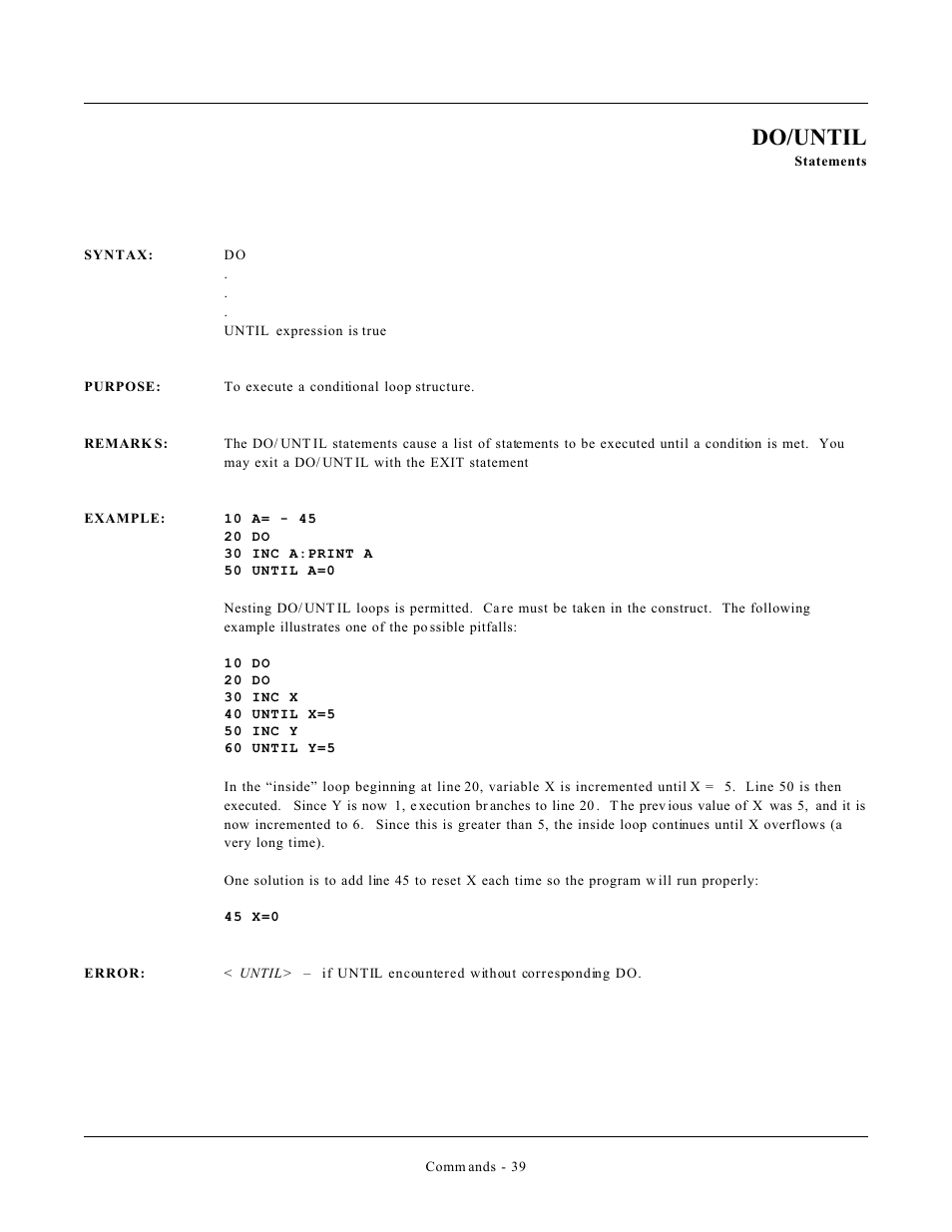 Do/until | Remote Processing CAMBASIC User Manual | Page 72 / 208
