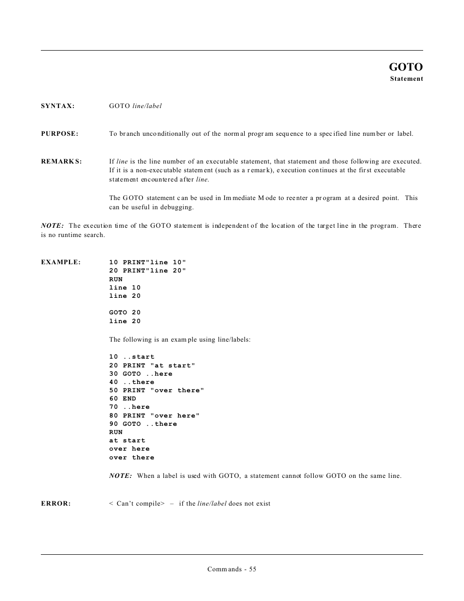 Goto | Remote Processing CAMBASIC User Manual | Page 88 / 208