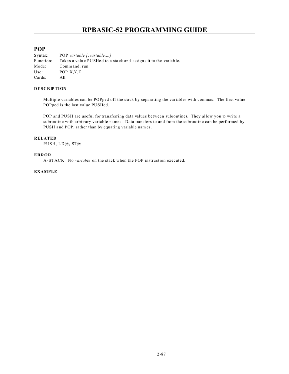 Rpbasic-52 programming guide | Remote Processing BASIC 52 User Manual | Page 106 / 163