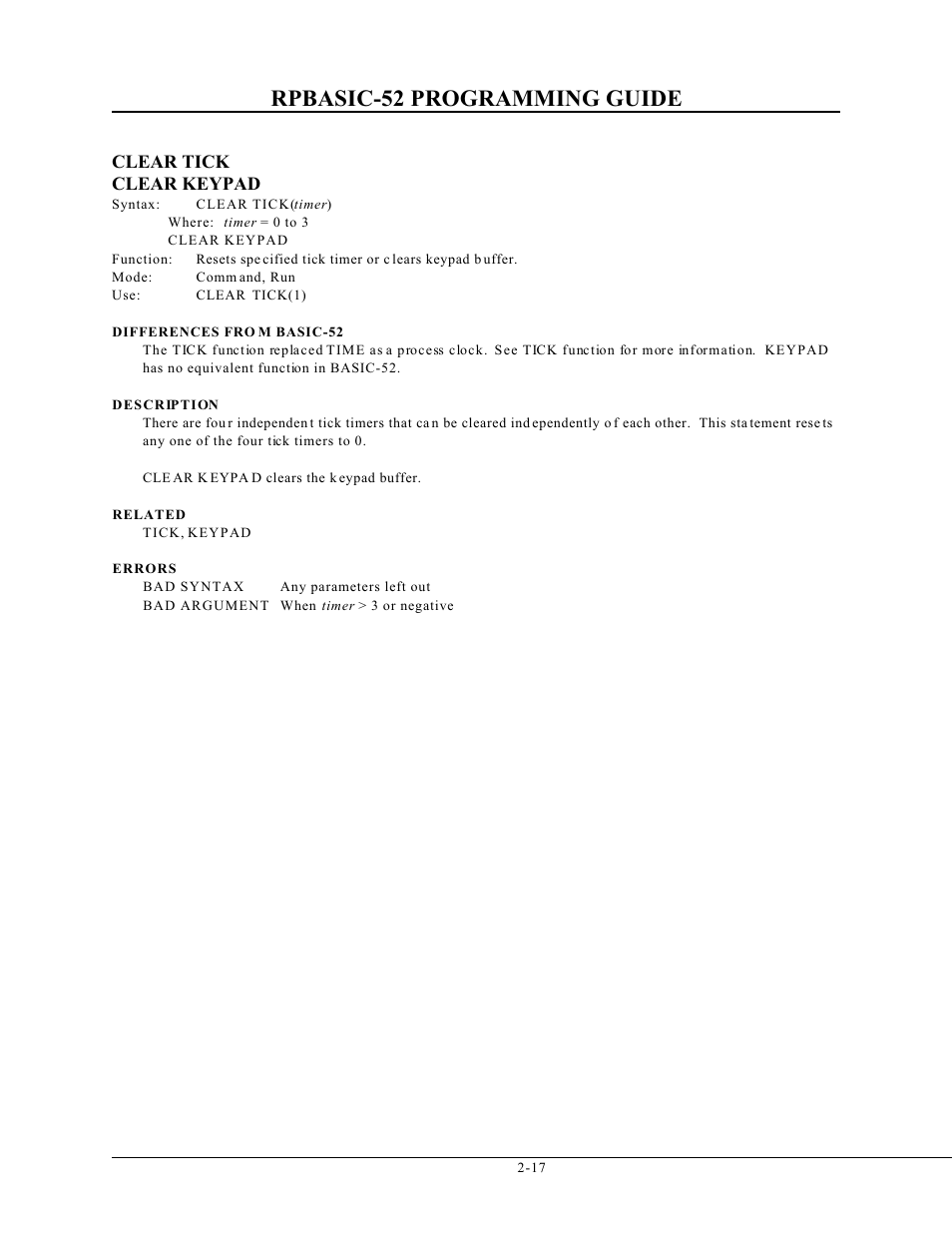 Rpbasic-52 programming guide | Remote Processing BASIC 52 User Manual | Page 36 / 163