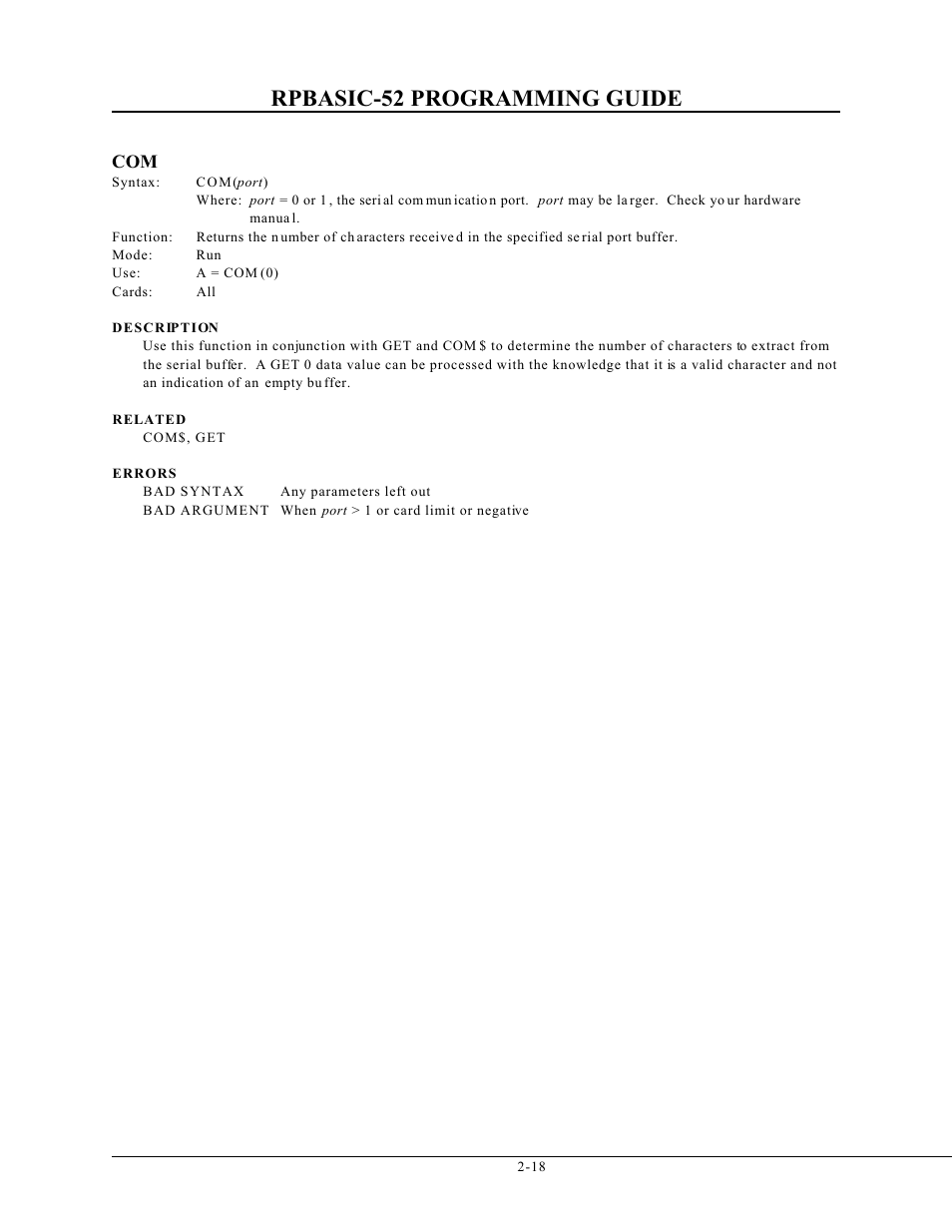 Rpbasic-52 programming guide | Remote Processing BASIC 52 User Manual | Page 37 / 163