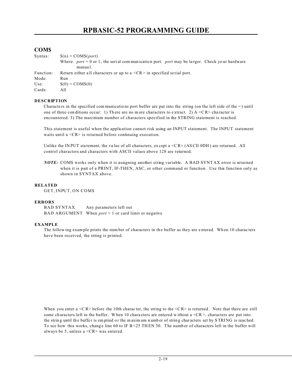 Rpbasic-52 programming guide | Remote Processing BASIC 52 User Manual | Page 38 / 163