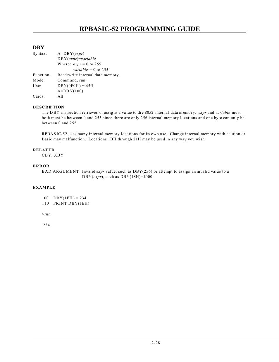 Rpbasic-52 programming guide | Remote Processing BASIC 52 User Manual | Page 47 / 163