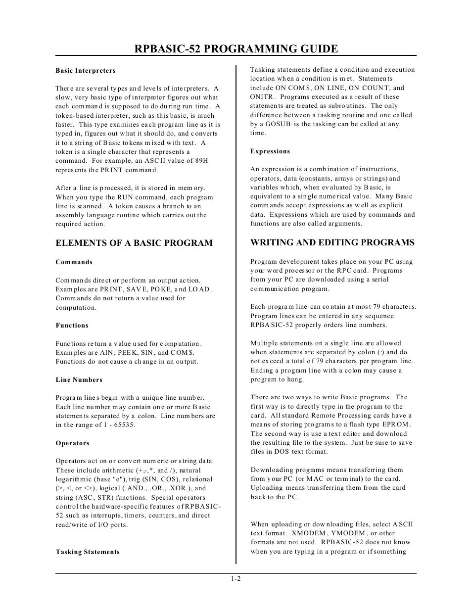 Rpbasic-52 programming guide | Remote Processing BASIC 52 User Manual | Page 5 / 163