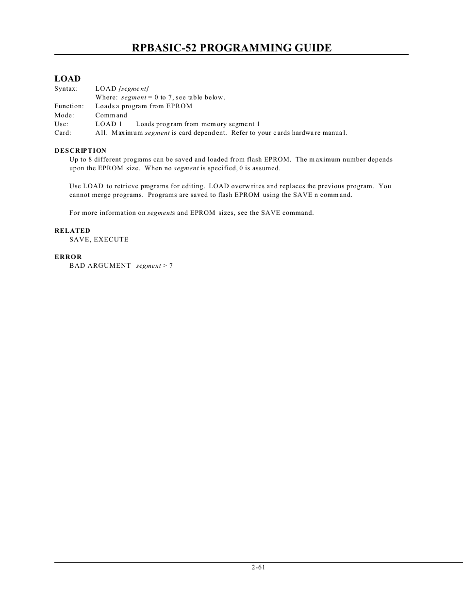 Rpbasic-52 programming guide | Remote Processing BASIC 52 User Manual | Page 80 / 163