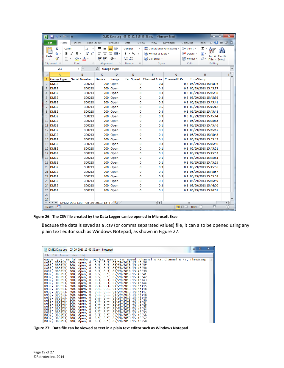 Retrotec DM32 Data Logger User Manual | Page 19 / 27