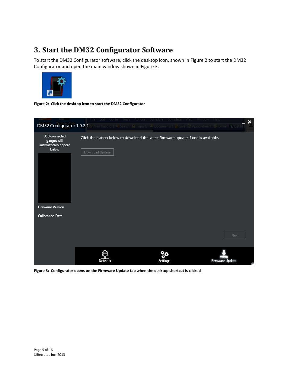 Start the dm32 configurator software | Retrotec DM32 User Manual | Page 5 / 16