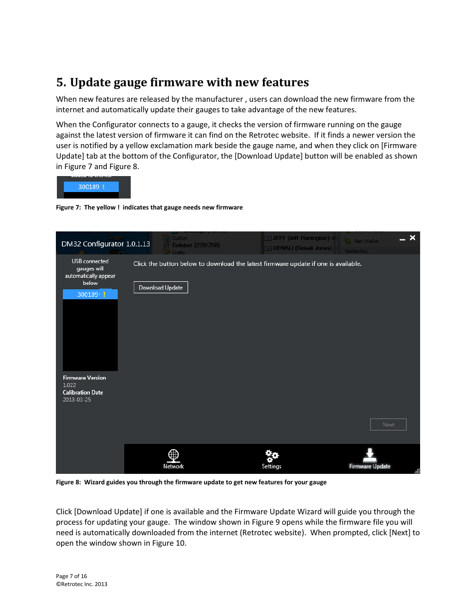 Update gauge firmware with new features | Retrotec DM32 User Manual | Page 7 / 16