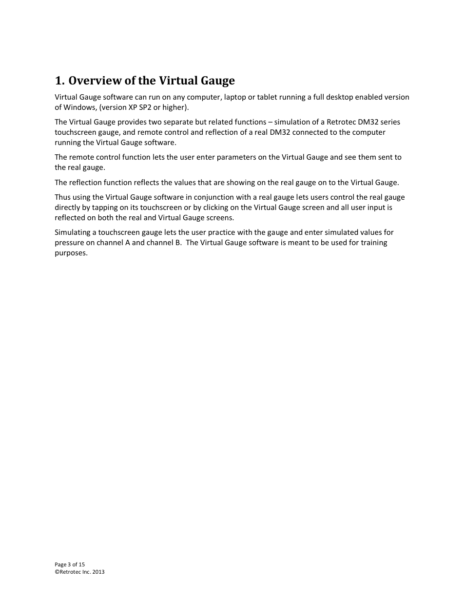 Overview of the virtual gauge | Retrotec DM32 User Manual | Page 3 / 15