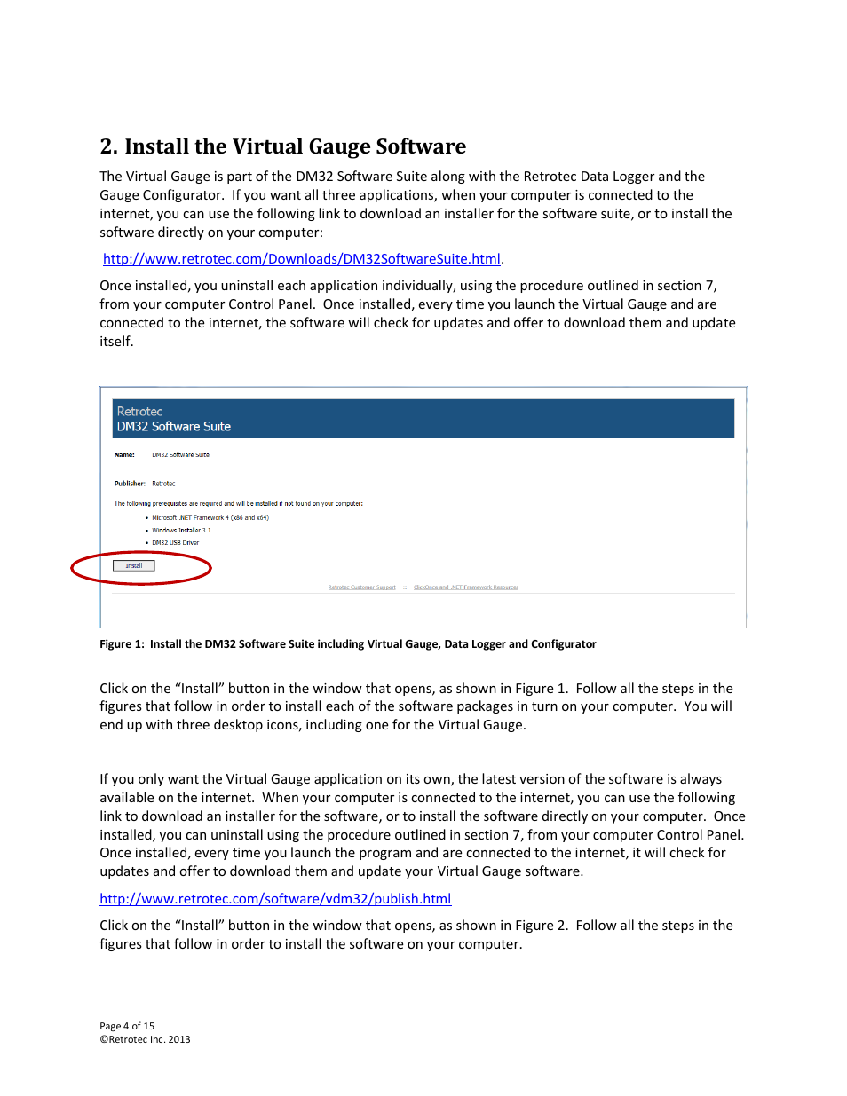 Install the virtual gauge software | Retrotec DM32 User Manual | Page 4 / 15