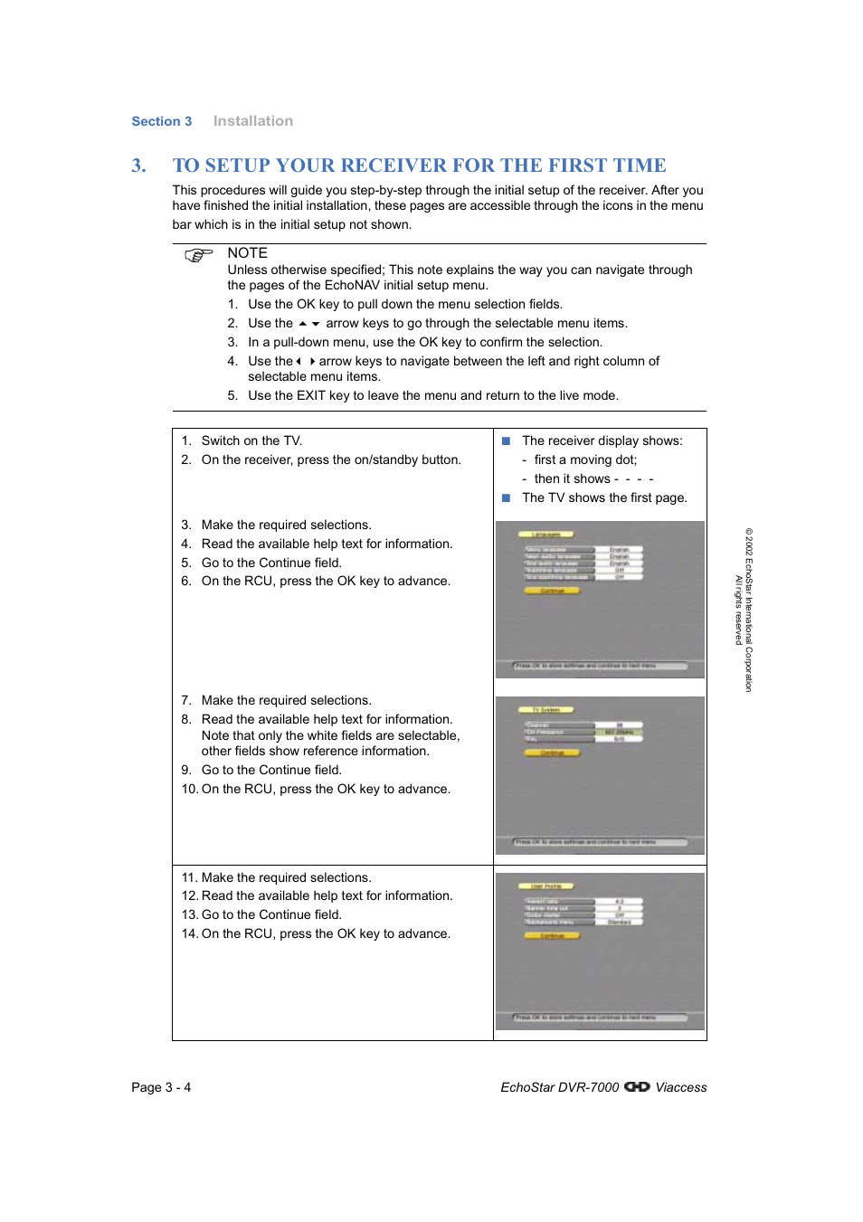 To setup your receiver for the first time | Dish Network DVR-7000 User Manual | Page 14 / 100