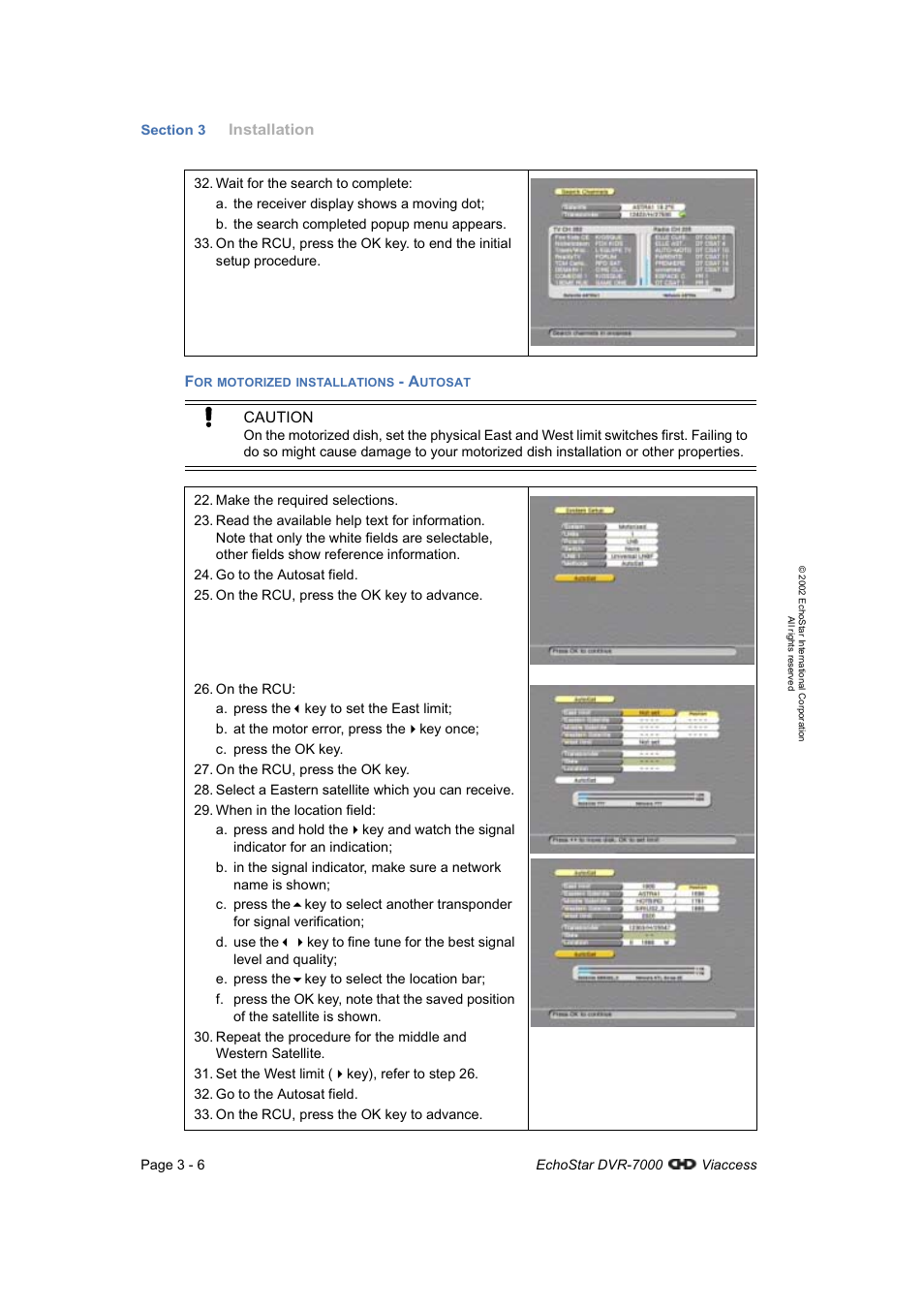 For motorized installations - autosat | Dish Network DVR-7000 User Manual | Page 16 / 100