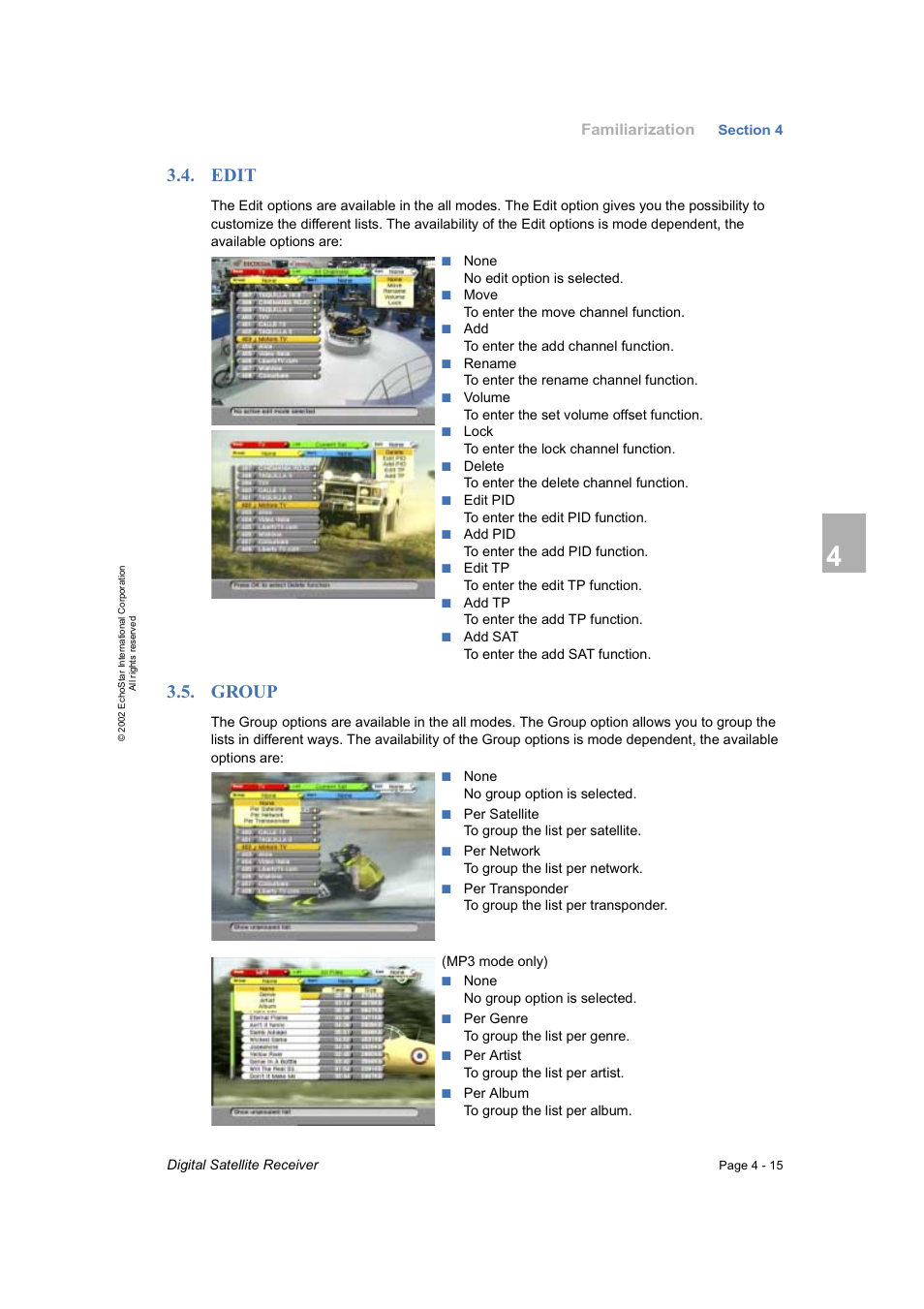 Edit, Group | Dish Network DVR-7000 User Manual | Page 33 / 100