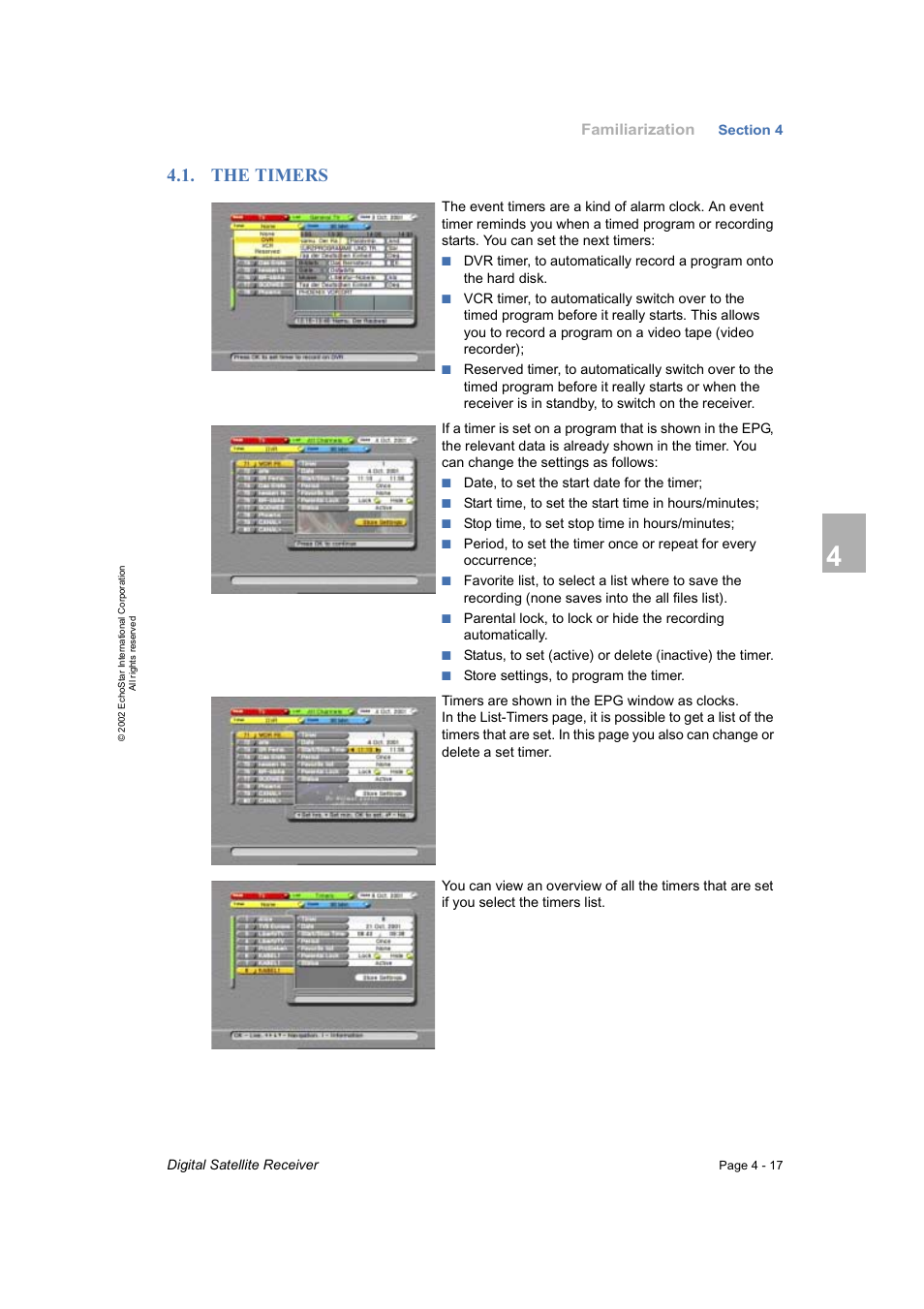 The timers | Dish Network DVR-7000 User Manual | Page 35 / 100