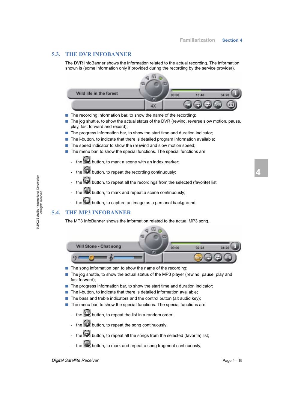 The dvr infobanner, The mp3 infobanner | Dish Network DVR-7000 User Manual | Page 37 / 100