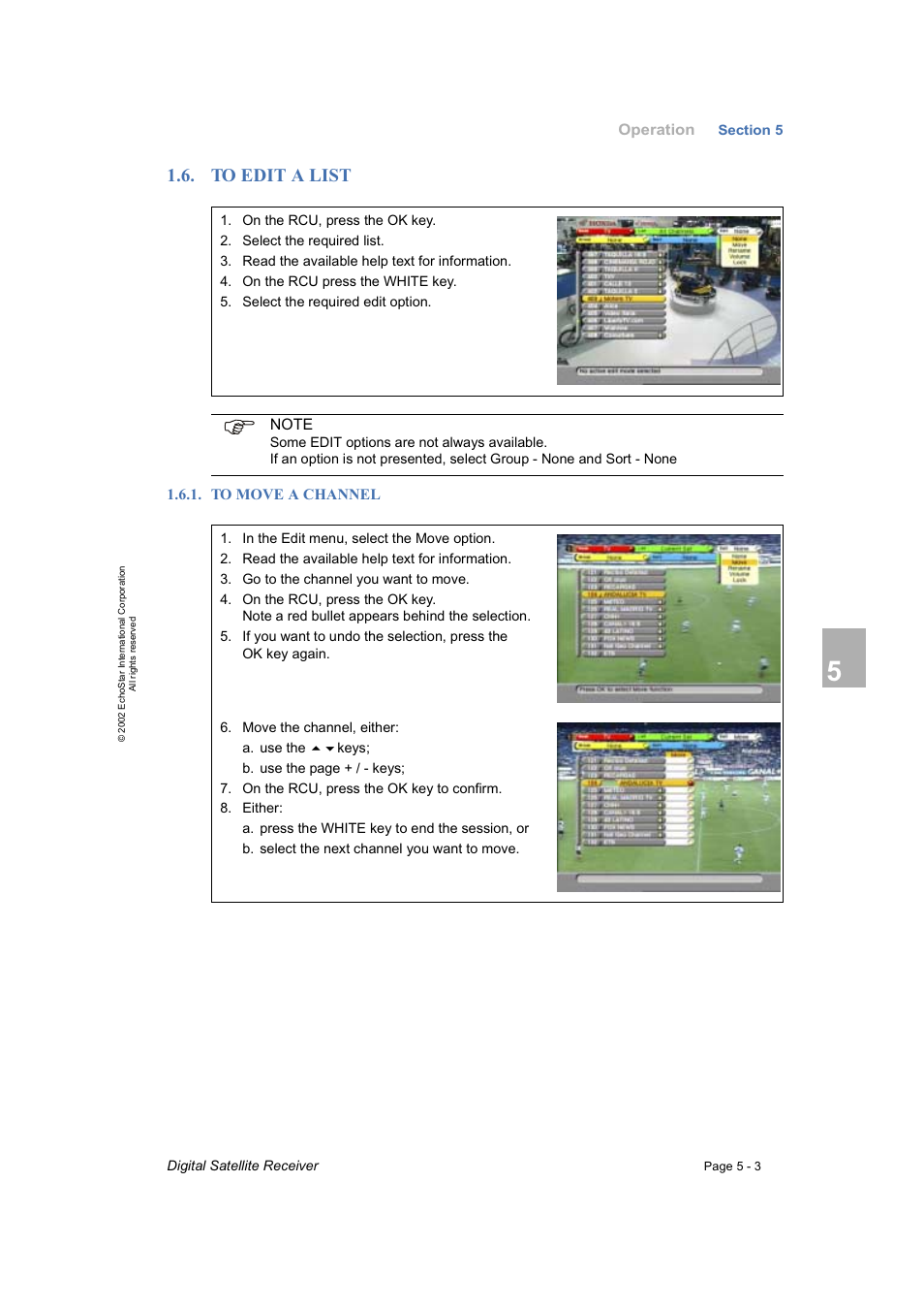 To edit a list, To move a channel | Dish Network DVR-7000 User Manual | Page 41 / 100