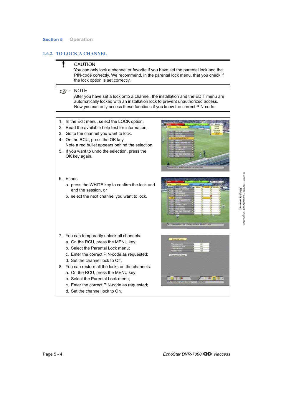 To lock a channel | Dish Network DVR-7000 User Manual | Page 42 / 100