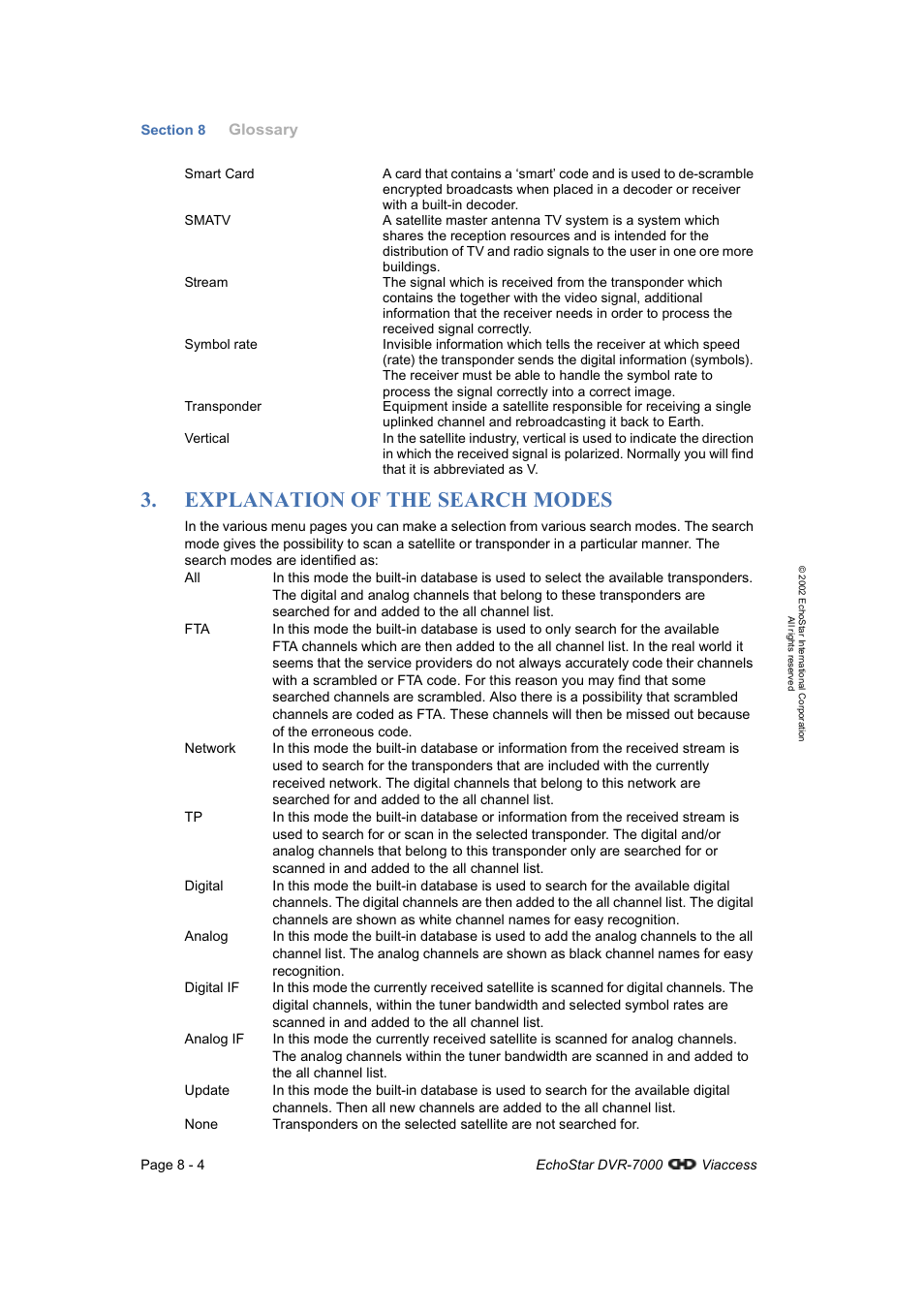 Explanation of the search modes | Dish Network DVR-7000 User Manual | Page 78 / 100