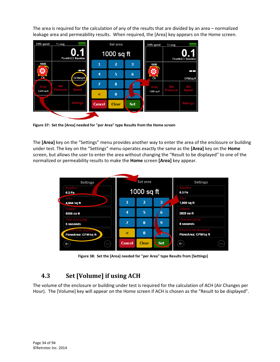Set [volume] if using ach, Volume, 3 set [volume] if using ach | Retrotec DM32 User Manual | Page 34 / 94